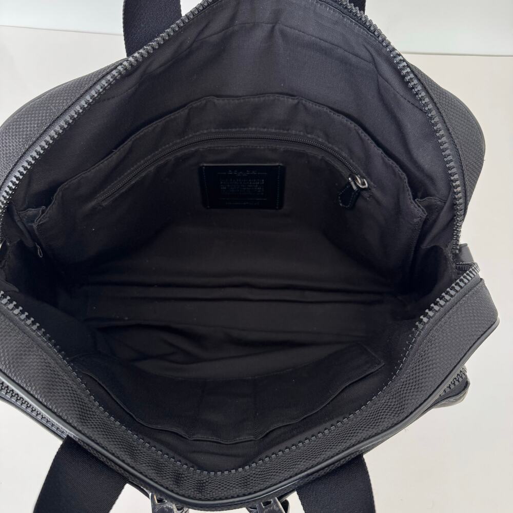 Coach Rider Briefcase Leather Nylon Business Travel Laptop Bag Black 6705 - Picture 11 of 16